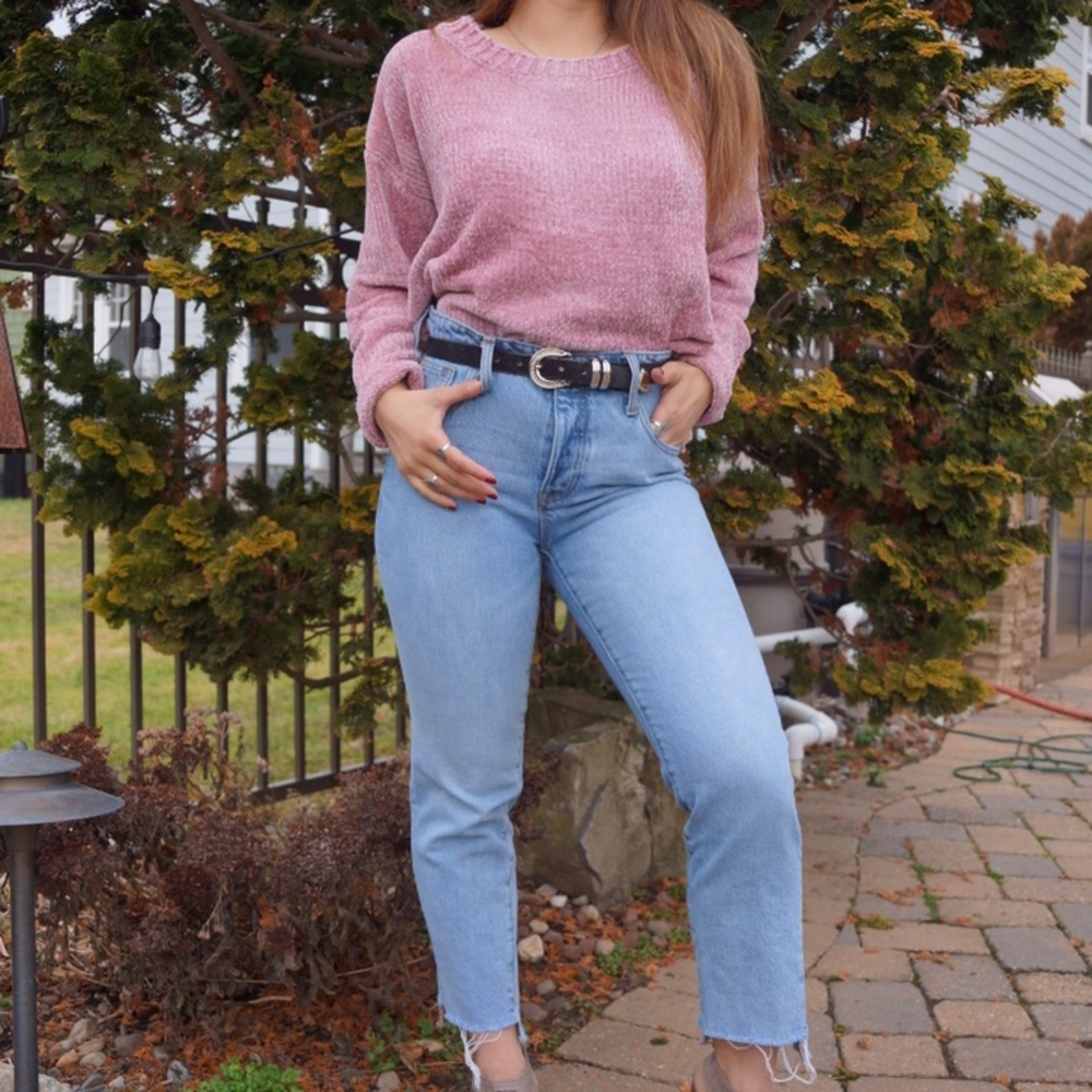 Pink chenille sweater